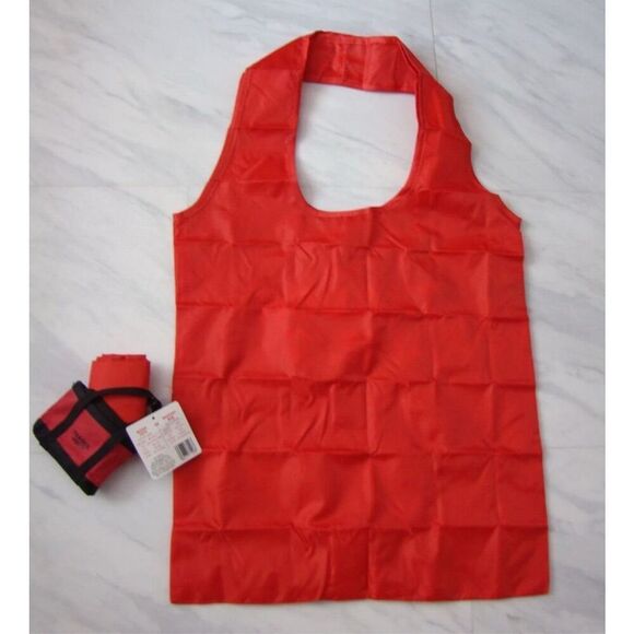 Trader Joes Micro Tote & Reusable Shopping Bag Red Black Eco Friendly Compact - Picture 8 of 9
